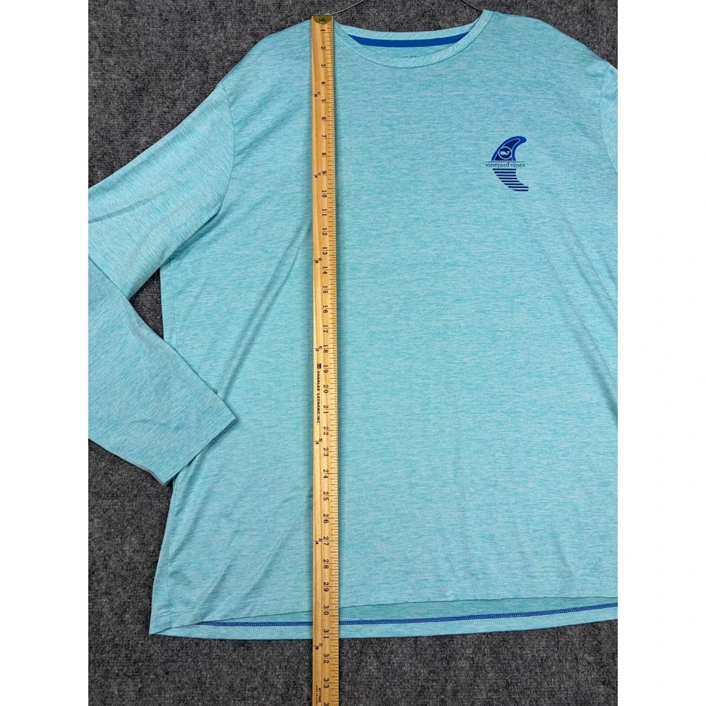 Vineyard Vines Performance Shirt Mens XL Blue Long Sleeve Surf Fin Graphic Tee